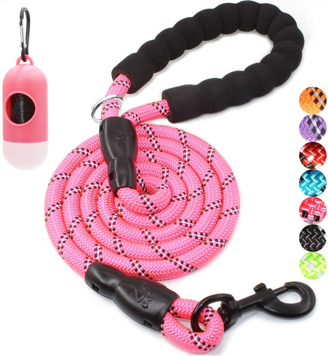 Reflective Dog Leash – 5FT Heavy Duty Rope Lead with Padded Handle | Durable & Safe for Night Walks