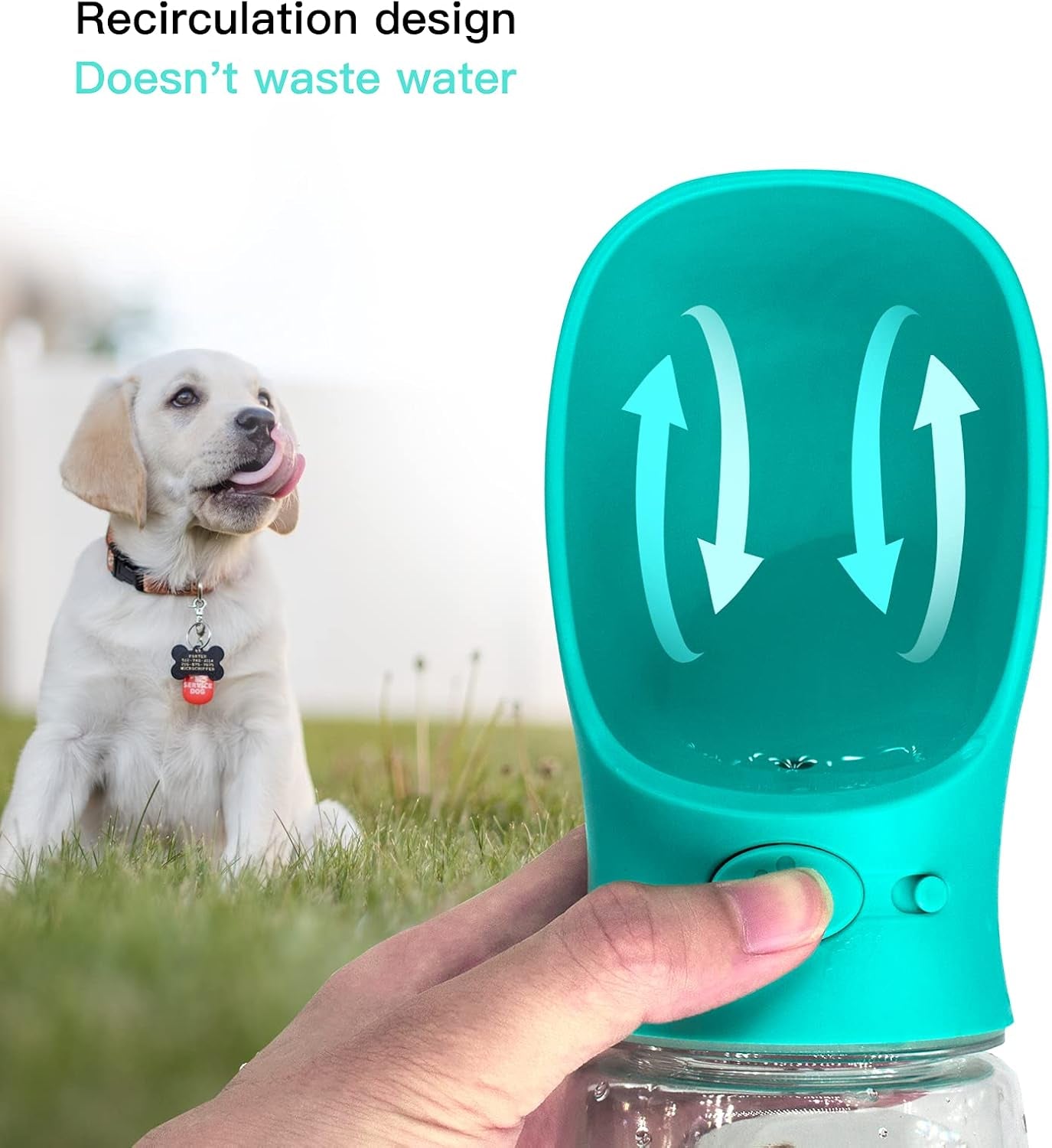 Portable Dog Water Bottle – 12oz BPA-Free Travel Dispenser with Built-In Bowl