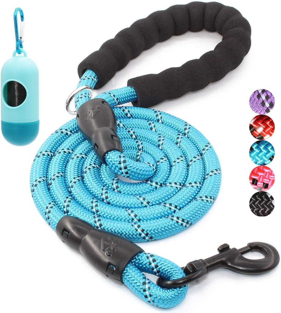 Reflective Dog Leash – 5FT Heavy Duty Rope Lead with Padded Handle | Durable & Safe for Night Walks