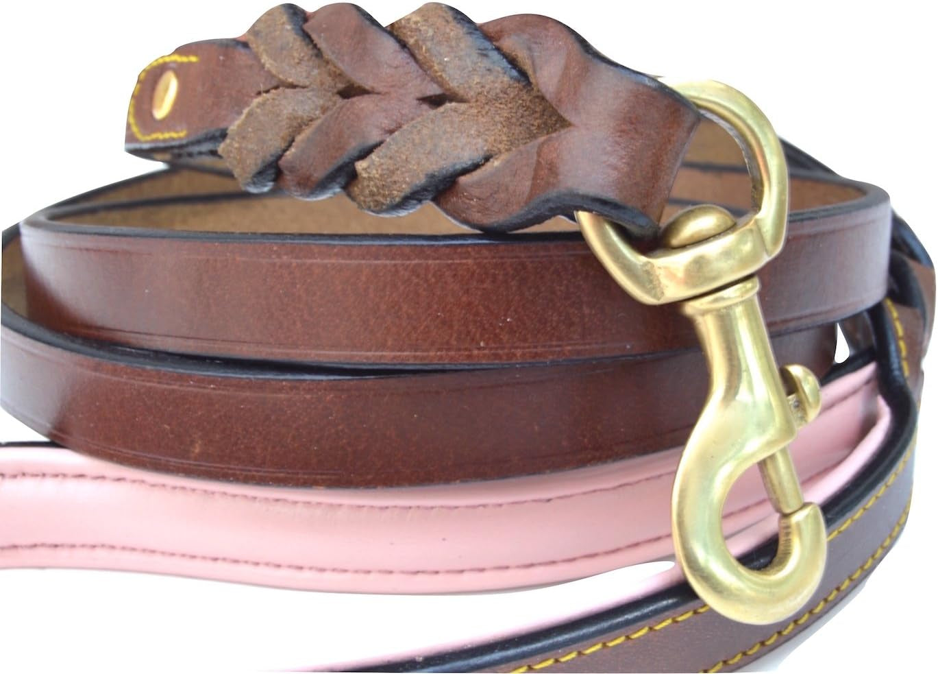 Leather Braided Dog Leash, Brown 6Ft X 3/4 Inch, Naturally Tanned 6 Foot Full Grain Leather Lead