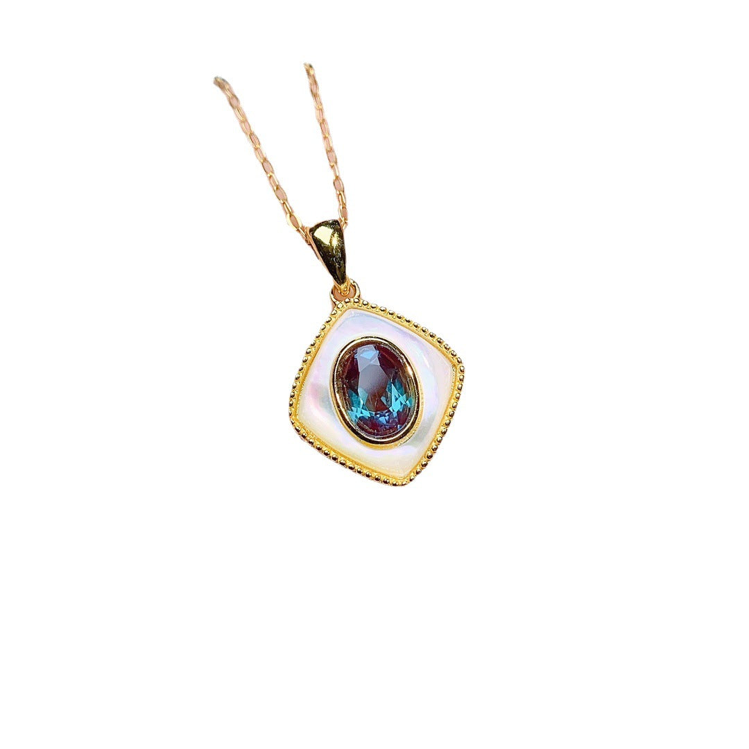 Factory wholesale explosion Alexander pendant S925 silver inlaid main stone 5 * 7 luxury jewelry factory direct sales