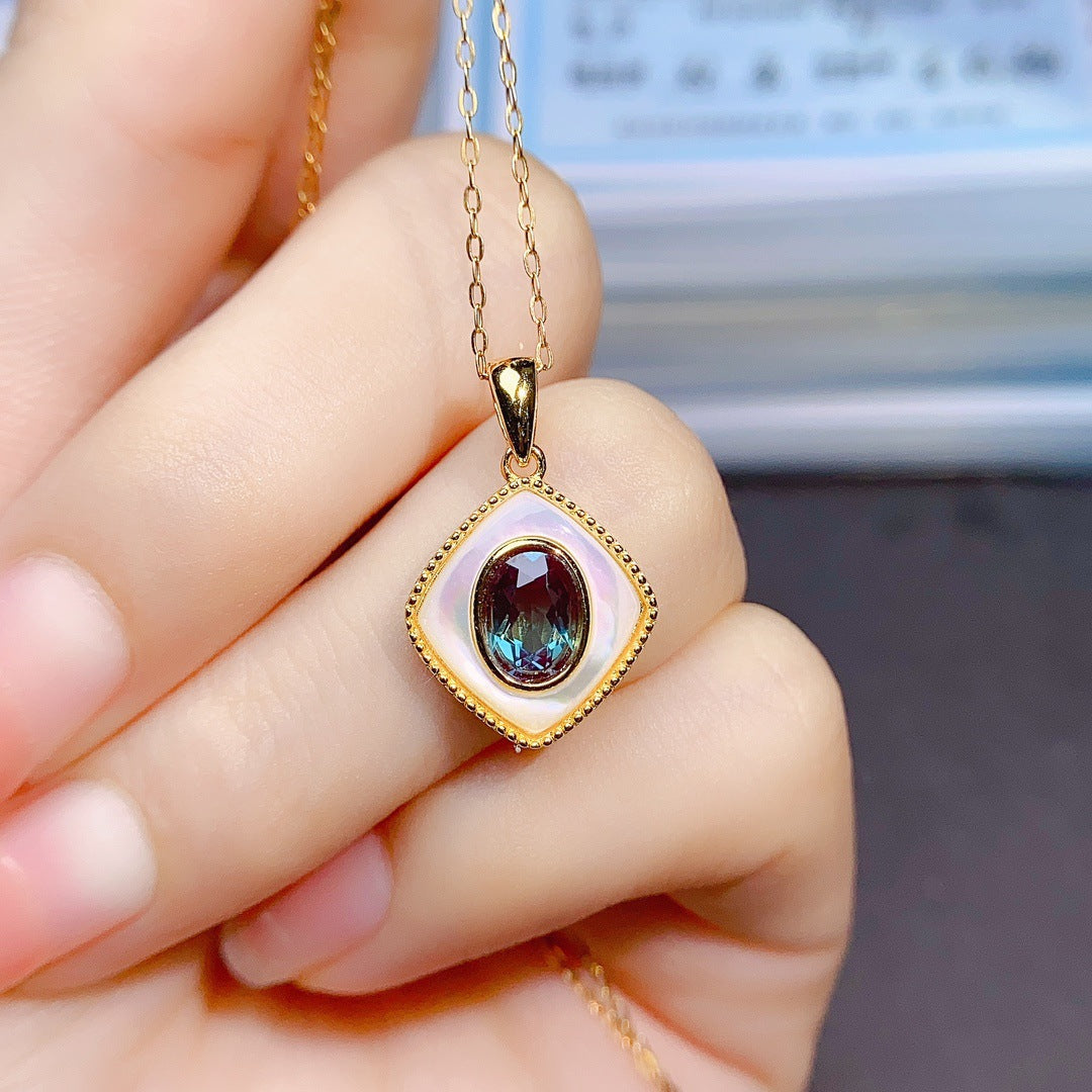 Factory wholesale explosion Alexander pendant S925 silver inlaid main stone 5 * 7 luxury jewelry factory direct sales