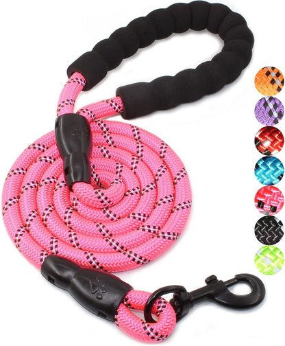 Reflective Dog Leash – 5FT Heavy Duty Rope Lead with Padded Handle | Durable & Safe for Night Walks