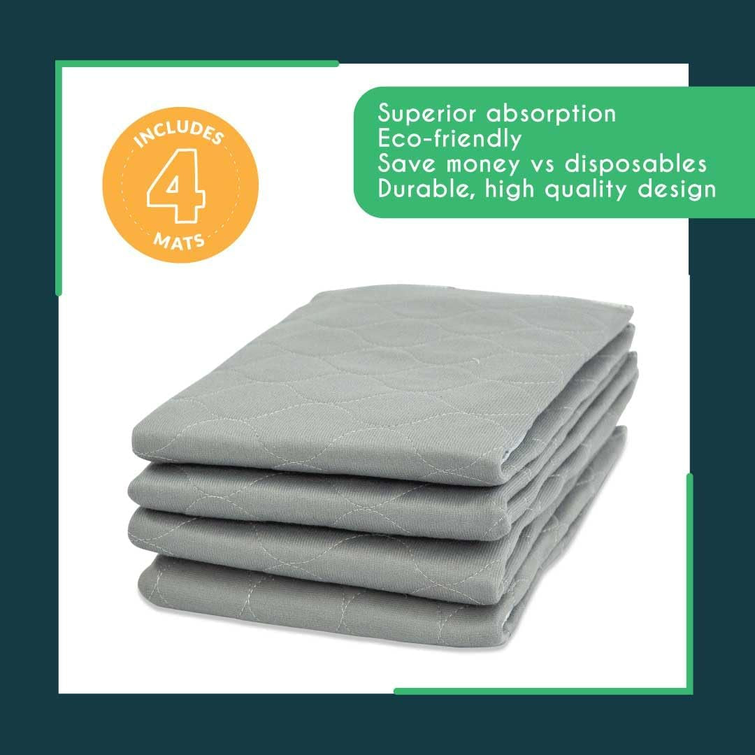 Reusable Dog Pee Pads – 4-Pack | Waterproof, Odor-Control, Washable Potty Training Pads (22” x 22”)