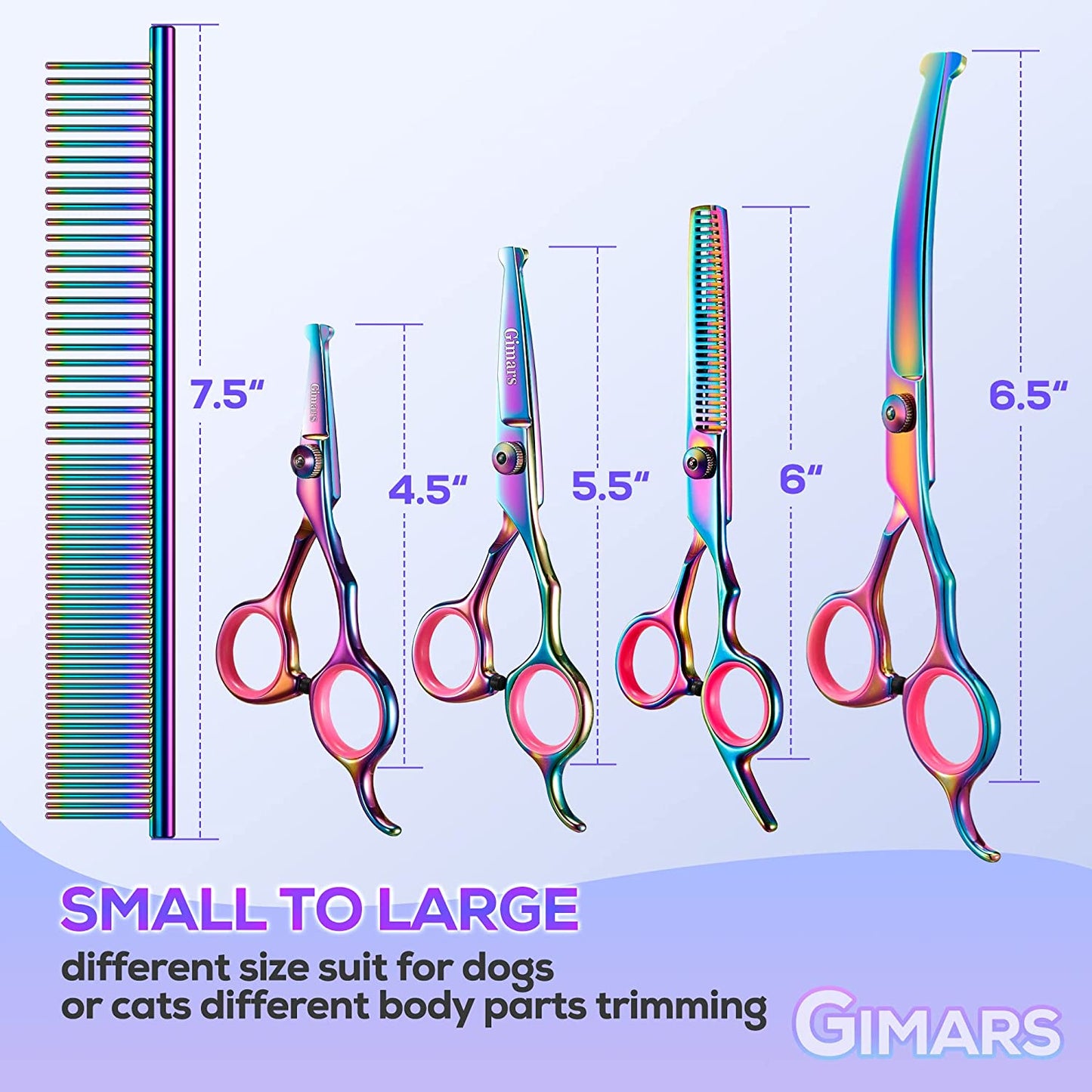 6-in-1 Dog Grooming Scissors Set – Titanium-Coated Stainless Steel with Safety Tips | Professional Grooming Kit for Dogs & Cats