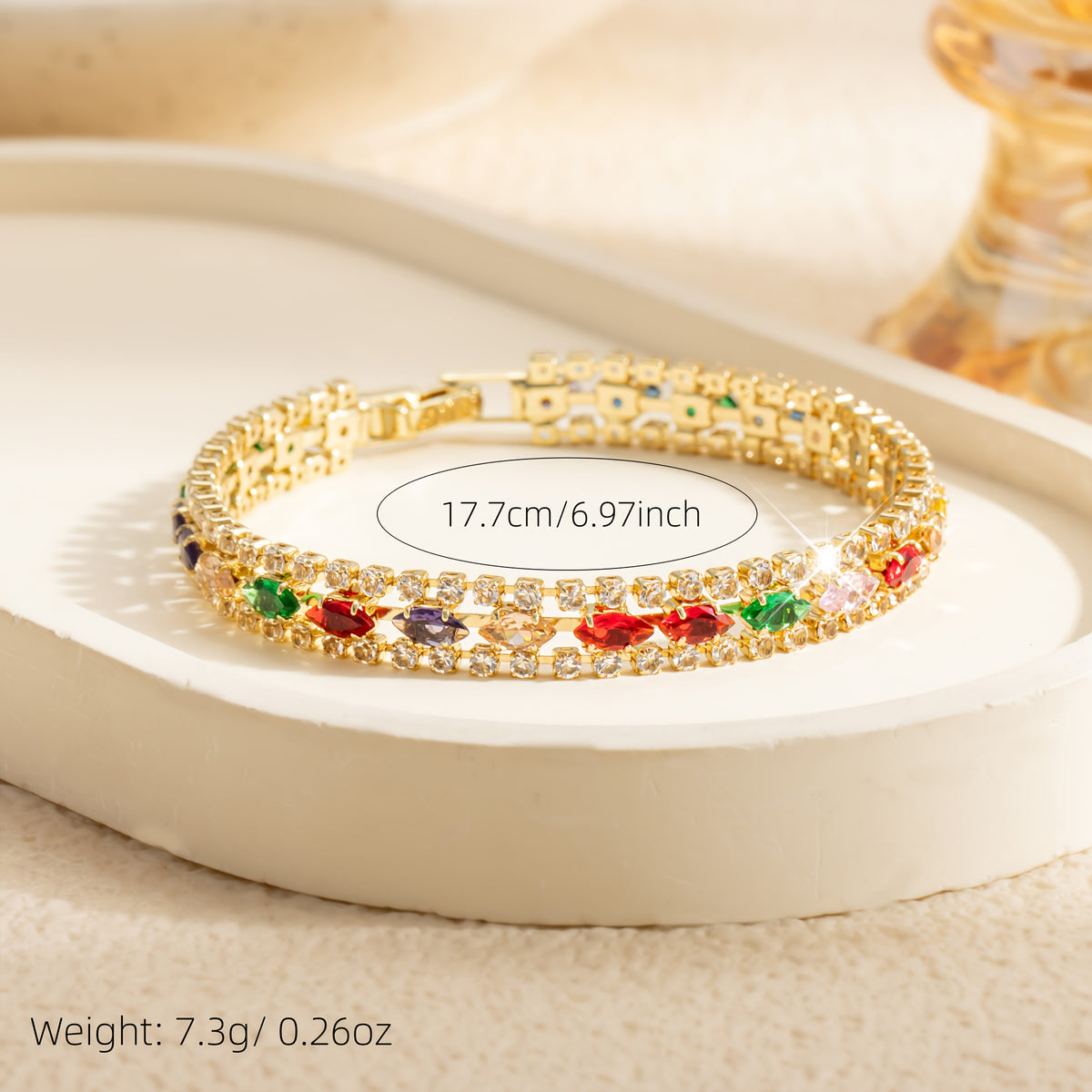 Stylish and elegant retro women's bracelet, three rows of horse eyes shining synthetic zircon design, inlaid with shiny cubic zirconia stone, perfect for Valentine's Day, Mother's Day, birthday gifts, suitable for wives, girlfriends, girlfriends