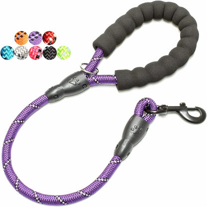 Reflective Dog Leash – 5FT Heavy Duty Rope Lead with Padded Handle | Durable & Safe for Night Walks