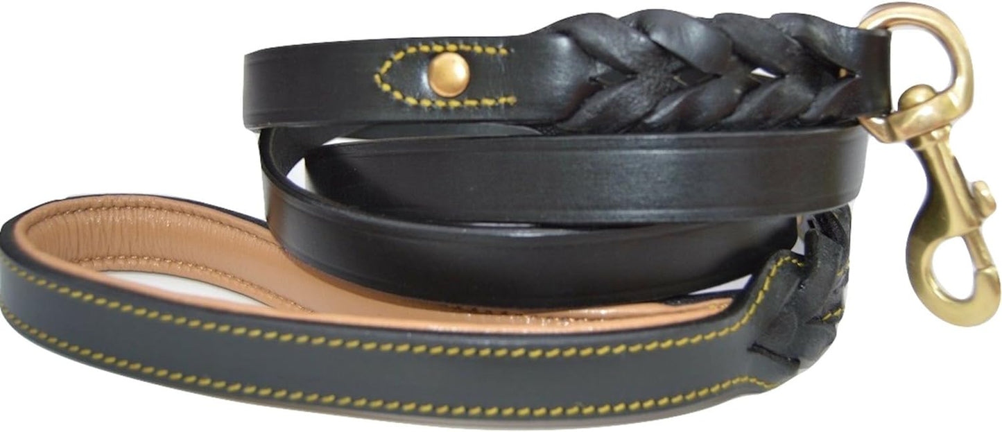 Leather Braided Dog Leash, Brown 6Ft X 3/4 Inch, Naturally Tanned 6 Foot Full Grain Leather Lead