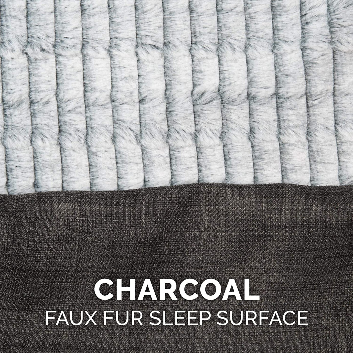 Orthopedic Dog Sofa Bed – Medium Size for Dogs up to 35 lbs, Washable Faux Fur & Linen, Charcoal