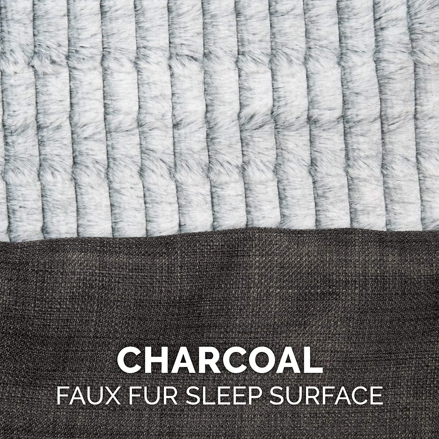 Orthopedic Dog Sofa Bed – Medium Size for Dogs up to 35 lbs, Washable Faux Fur & Linen, Charcoal