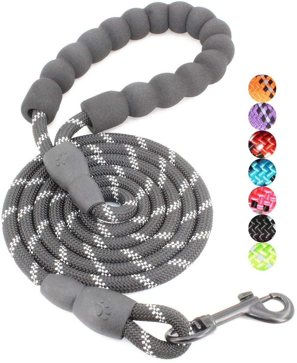 Reflective Dog Leash – 5FT Heavy Duty Rope Lead with Padded Handle | Durable & Safe for Night Walks