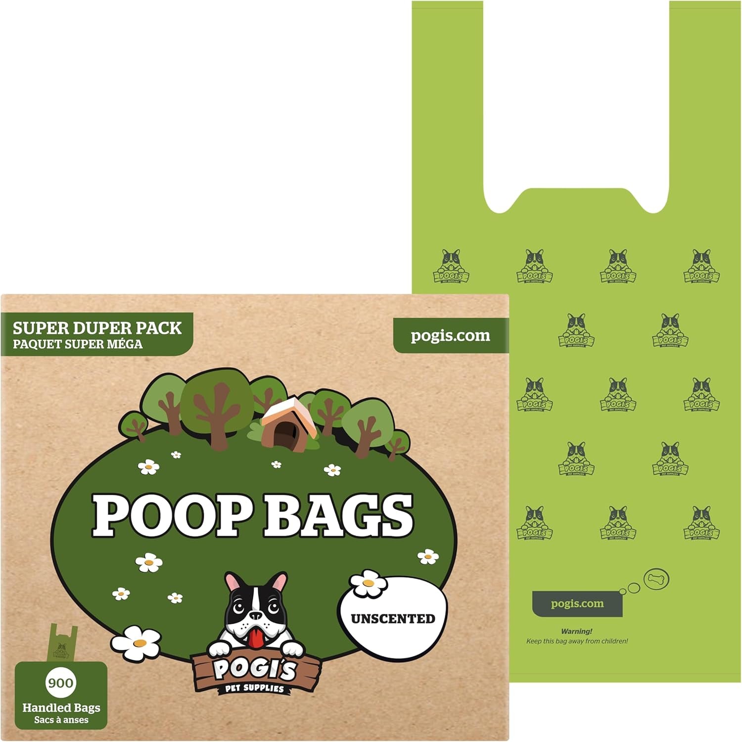 Pogi’s Dog Poop Bags with Handles – 300 Count | Extra-Thick, Leak-Proof, Scented Waste Bags for All Dog Sizes