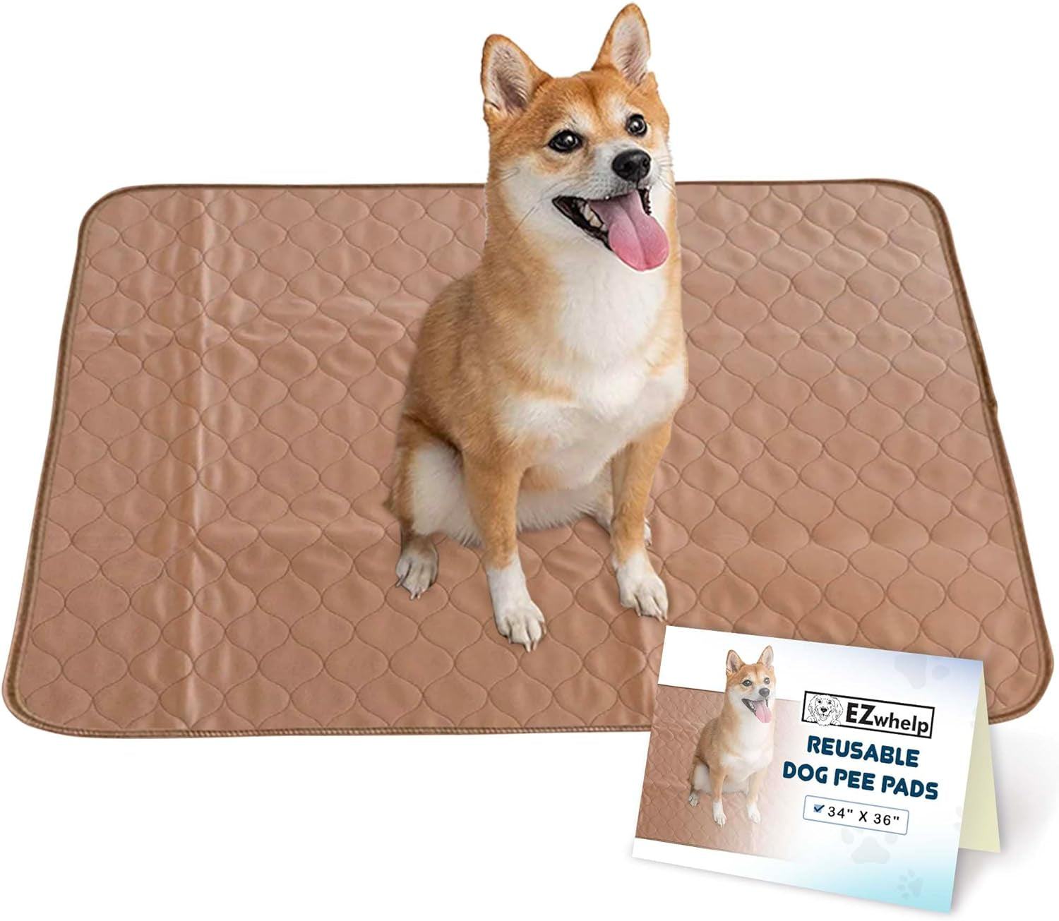 Washable Pee Pads for Dogs - Waterproof Training Pads for Dogs, Reusable & Sanitary, Rounded Corners, Laminated, Lightweight, Durable, Pet Essentials for Training and Whelping, 47" X 47"