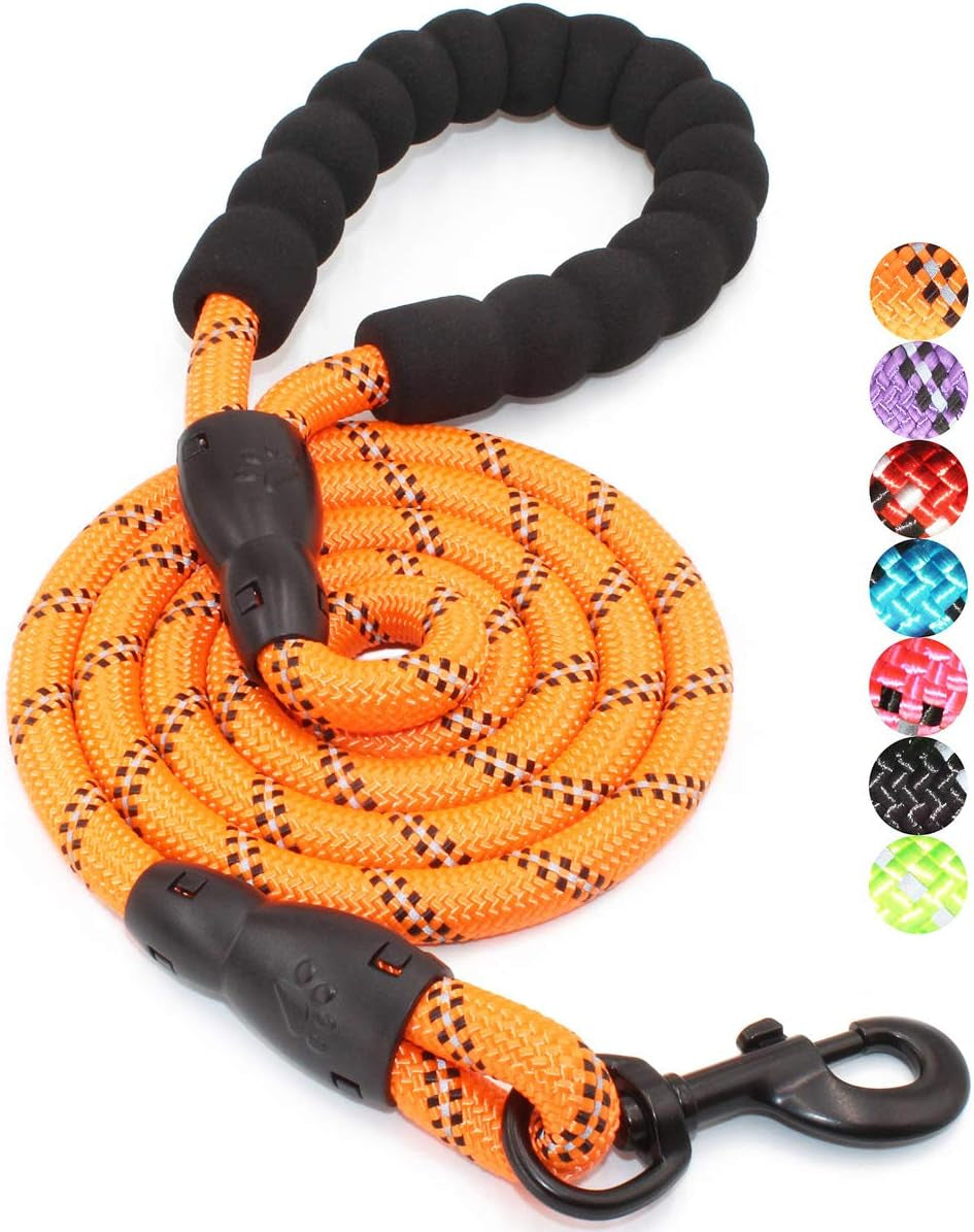 Reflective Dog Leash – 5FT Heavy Duty Rope Lead with Padded Handle | Durable & Safe for Night Walks
