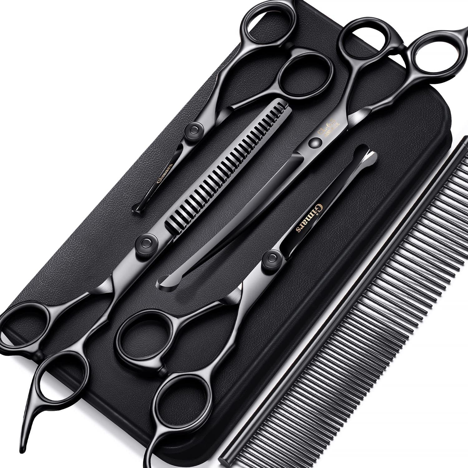 6-in-1 Dog Grooming Scissors Set – Titanium-Coated Stainless Steel with Safety Tips | Professional Grooming Kit for Dogs & Cats
