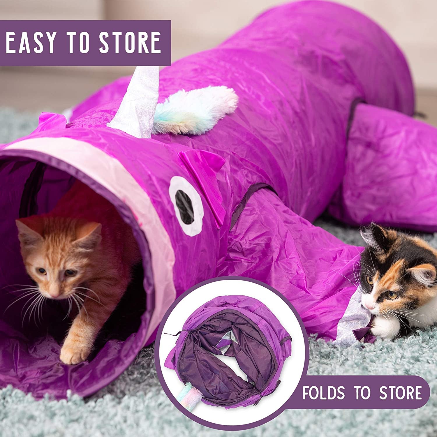 Magic Mewnicorn 5-in-1 Cat Tunnel Toy – Crinkle, Chase & Hide Fun