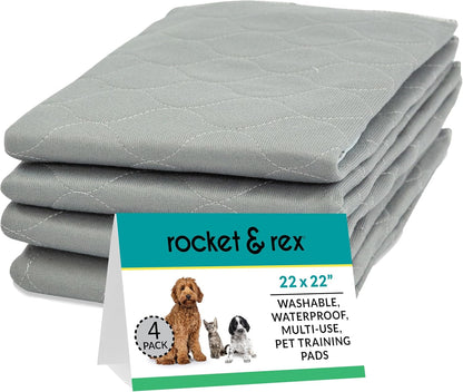 Reusable Dog Pee Pads – 4-Pack | Waterproof, Odor-Control, Washable Potty Training Pads (22” x 22”)