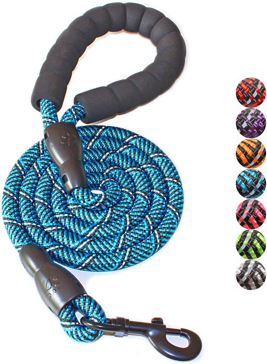 Reflective Dog Leash – 5FT Heavy Duty Rope Lead with Padded Handle | Durable & Safe for Night Walks