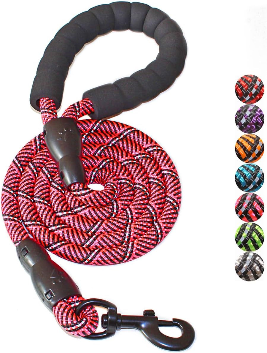 Reflective Dog Leash – 5FT Heavy Duty Rope Lead with Padded Handle | Durable & Safe for Night Walks