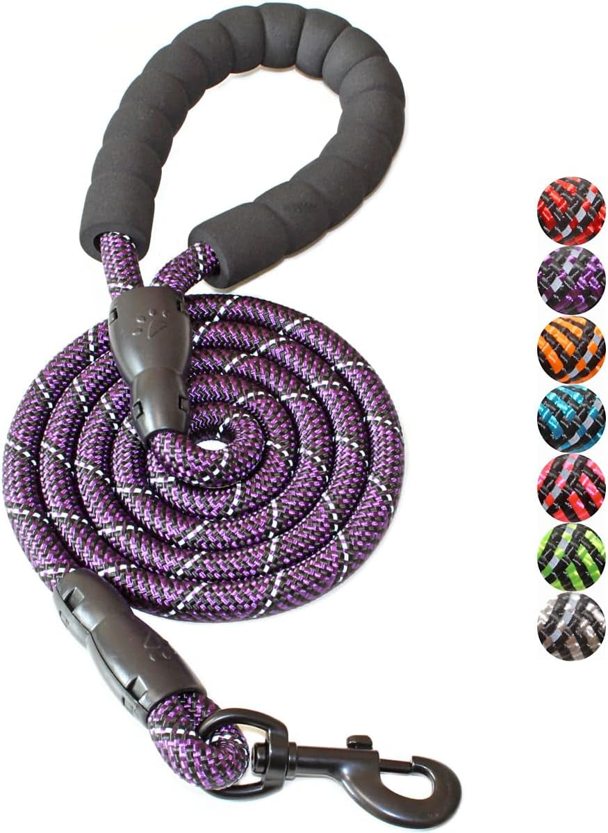 Reflective Dog Leash – 5FT Heavy Duty Rope Lead with Padded Handle | Durable & Safe for Night Walks