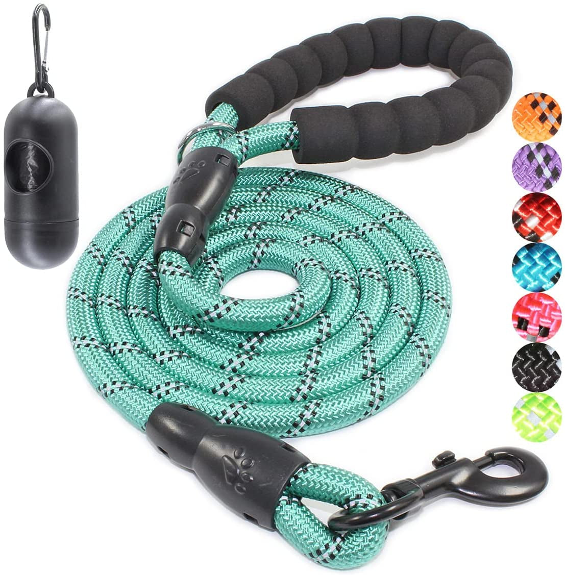 Reflective Dog Leash – 5FT Heavy Duty Rope Lead with Padded Handle | Durable & Safe for Night Walks