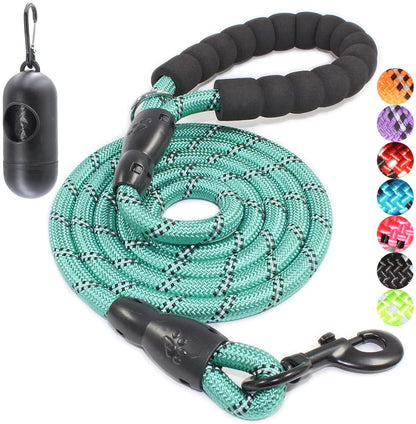 Reflective Dog Leash – 5FT Heavy Duty Rope Lead with Padded Handle | Durable & Safe for Night Walks