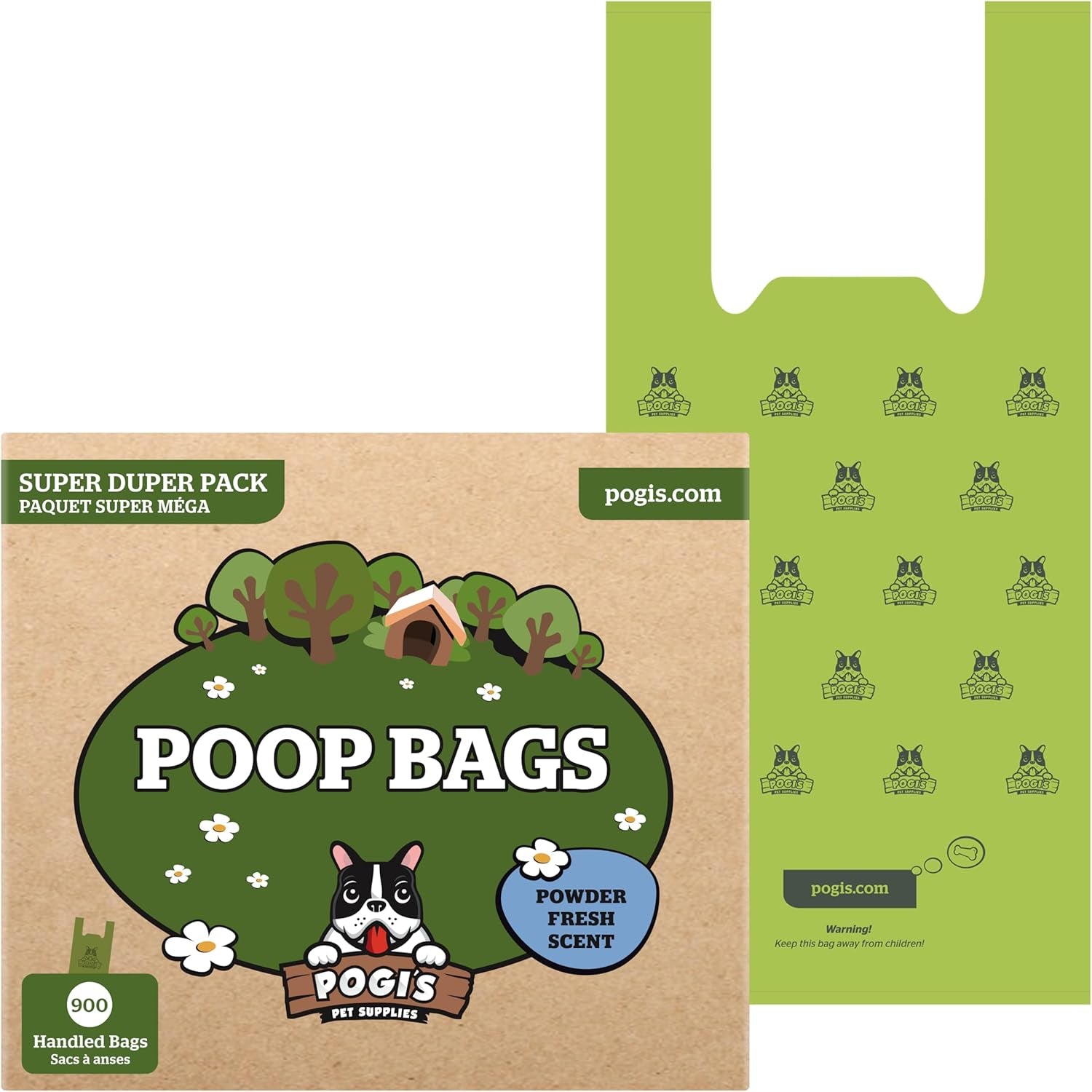 Pogi’s Dog Poop Bags with Handles – 300 Count | Extra-Thick, Leak-Proof, Scented Waste Bags for All Dog Sizes