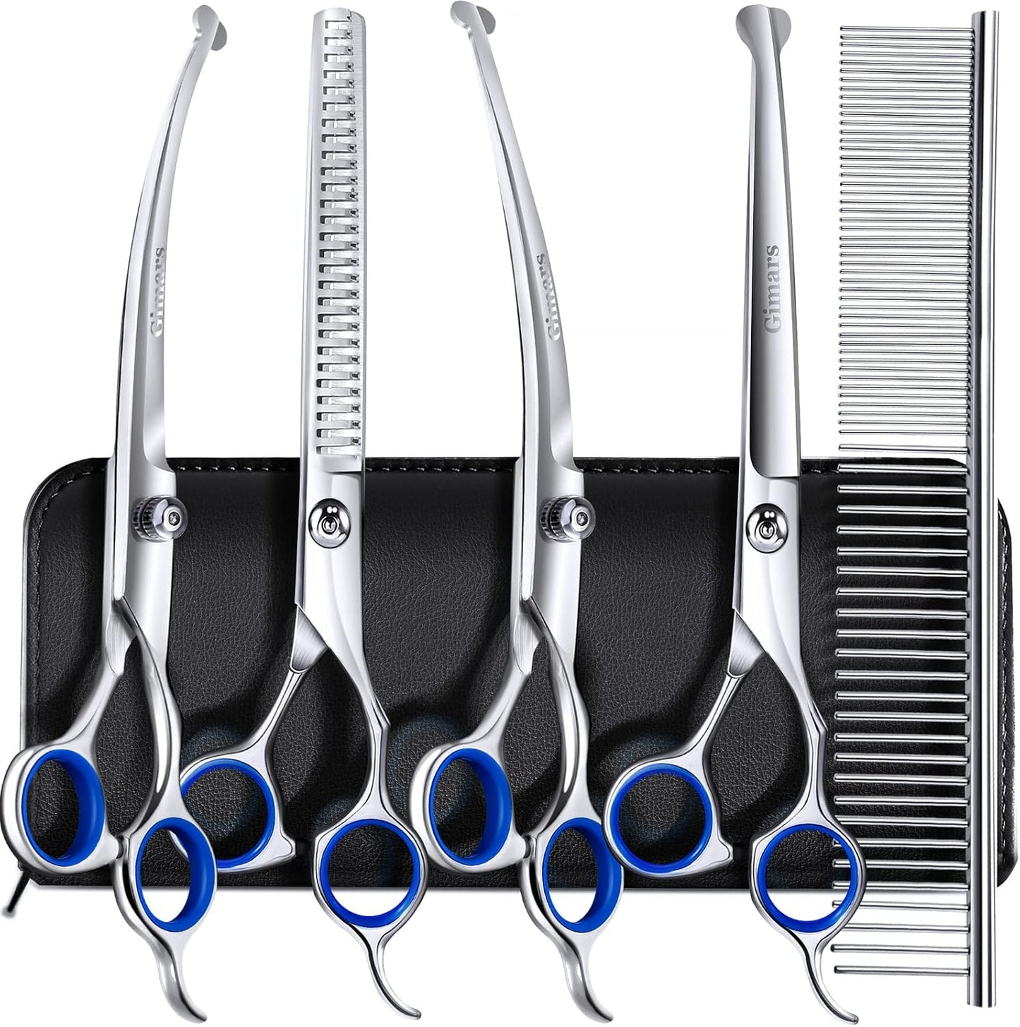6-in-1 Dog Grooming Scissors Set – Titanium-Coated Stainless Steel with Safety Tips | Professional Grooming Kit for Dogs & Cats