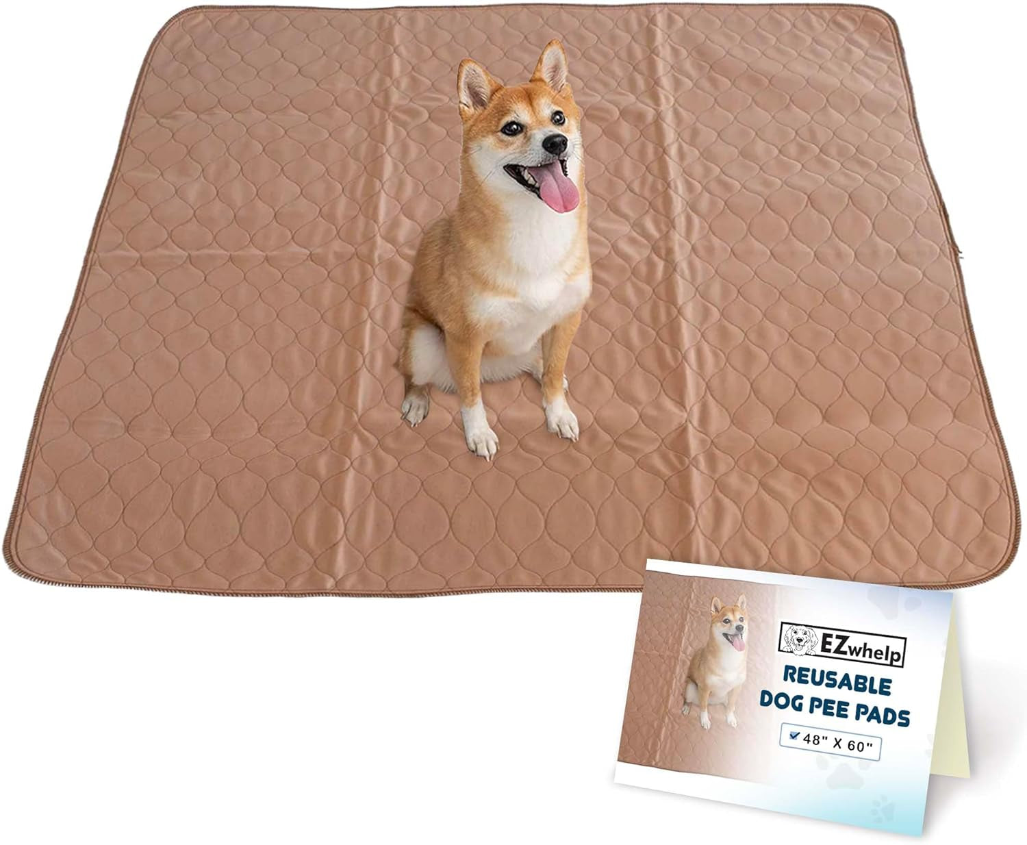 Washable Pee Pads for Dogs - Waterproof Training Pads for Dogs, Reusable & Sanitary, Rounded Corners, Laminated, Lightweight, Durable, Pet Essentials for Training and Whelping, 47" X 47"