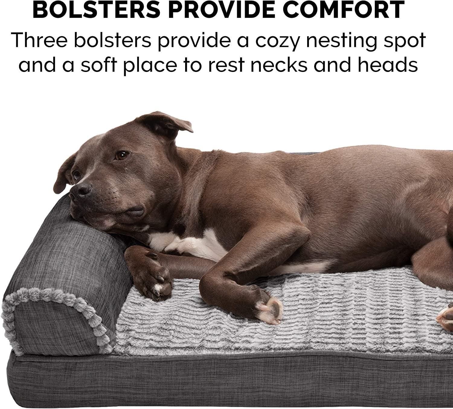Orthopedic Dog Sofa Bed – Medium Size for Dogs up to 35 lbs, Washable Faux Fur & Linen, Charcoal