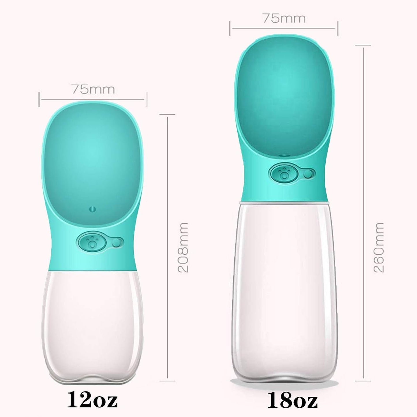Portable Dog Water Bottle – 12oz BPA-Free Travel Dispenser with Built-In Bowl