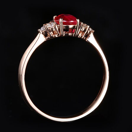 Lab Grown Ruby, Moissanite Classic Engagement Ring 14K Gold Oval Ruby Wedding Gifted Ring Women Dainty Ruby Anniversary Ring 14K Rose Gold.